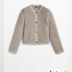 Massimo Dutti Boucle Cardigan Mink